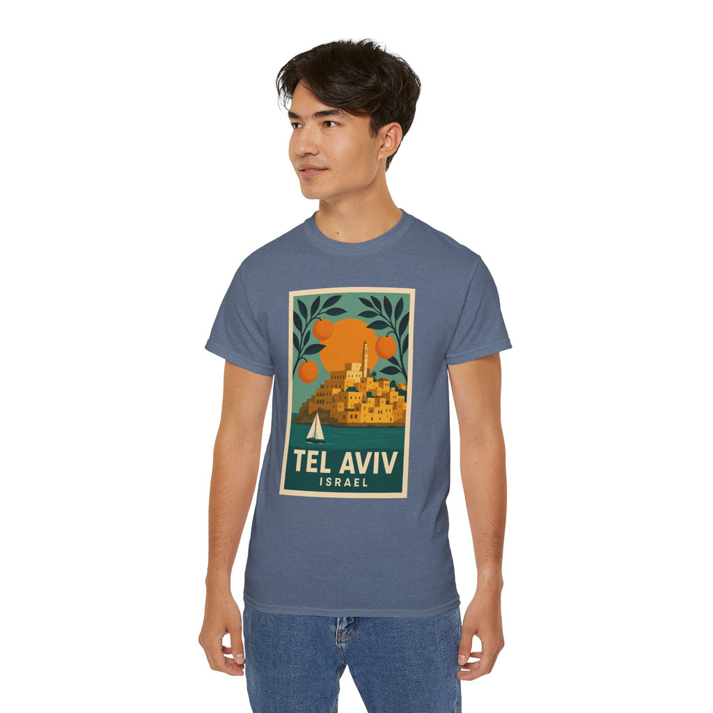 Tel Aviv Israel Vintage Travel Poster Unisex Graphic Unisex Ultra Cotton Tee