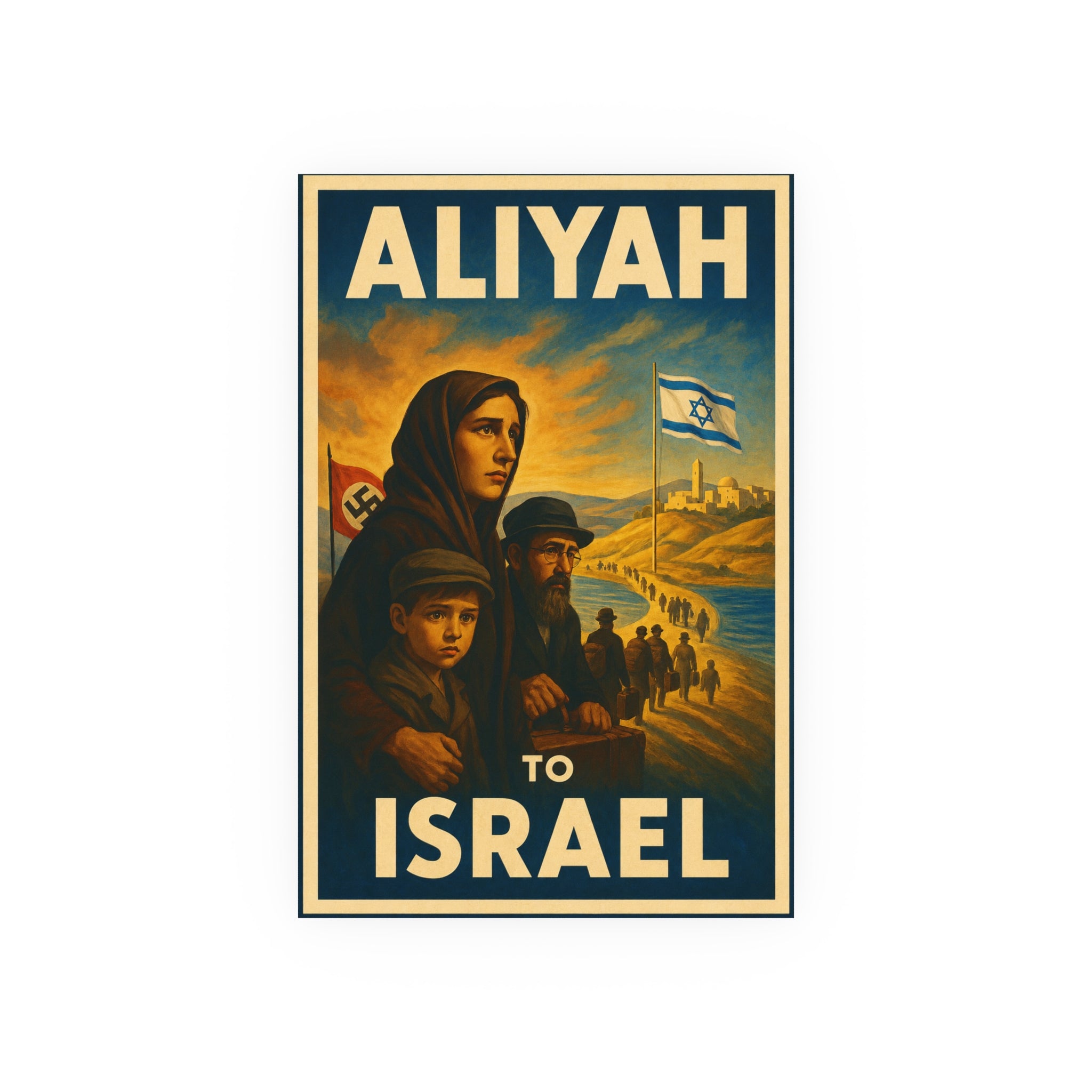 Aliyah to Israel | Vintage Jewish Homecoming Poster Satin and Archival Matte Posters