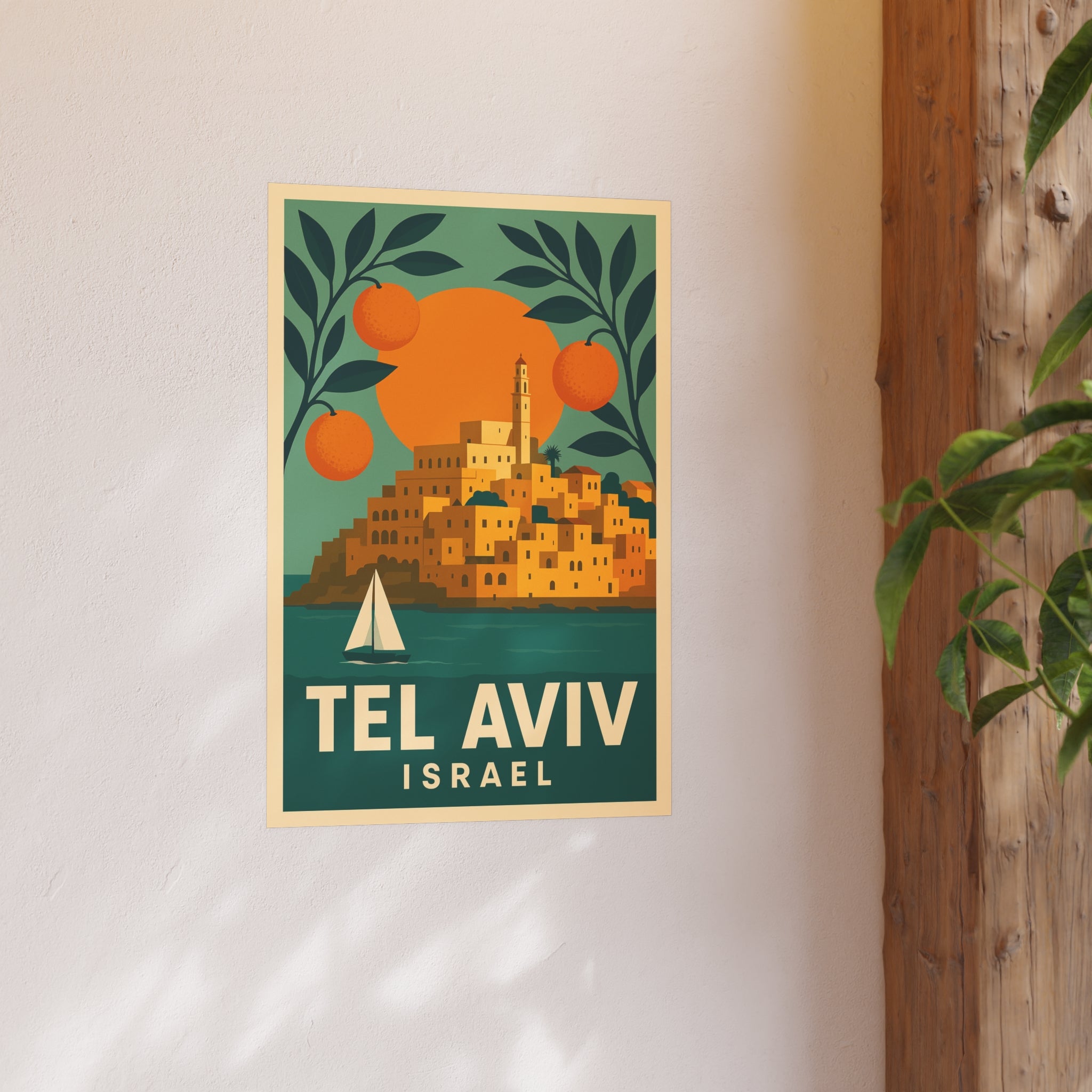 Tel Aviv Israel Vintage Travel Poster Satin and Archival Matte Posters