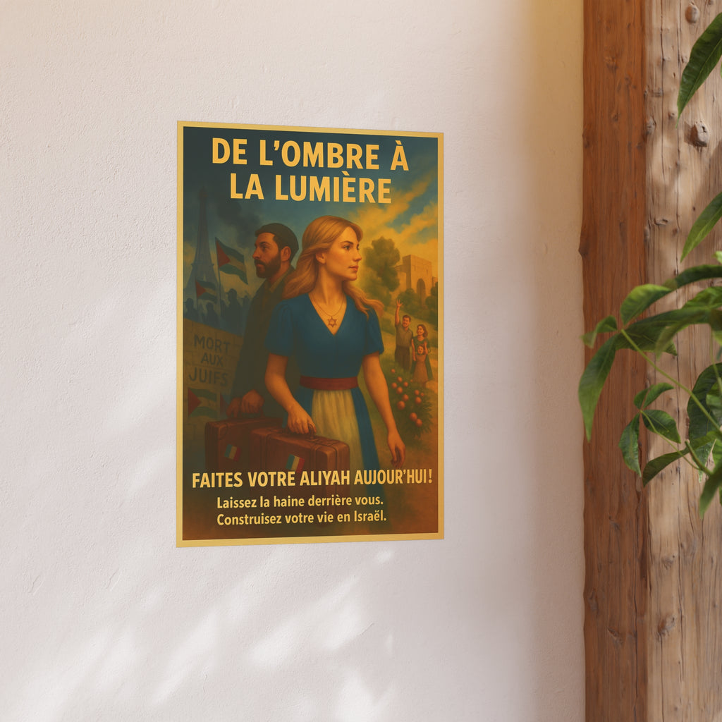 De l’Ombre à la Lumière | French Aliyah to Israel Vintage Poster Satin and Archival Matte Posters