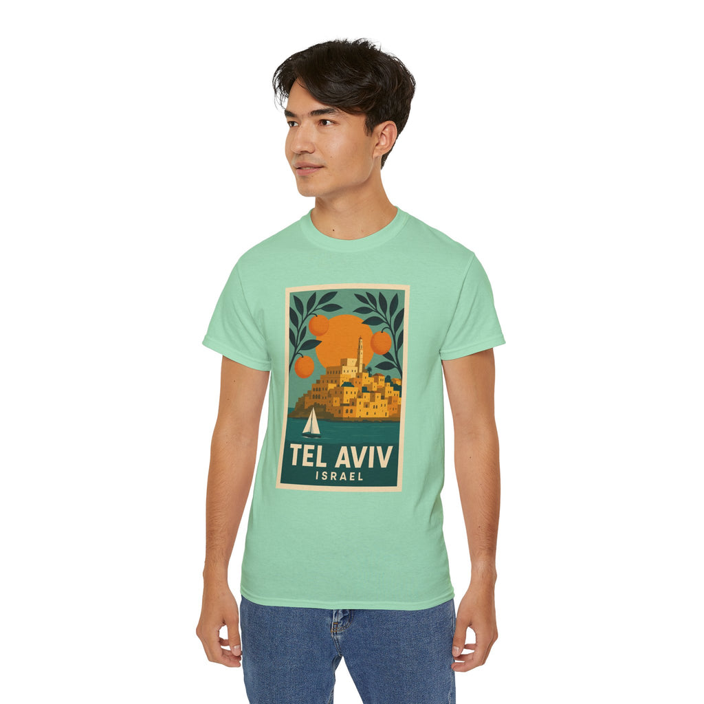 Tel Aviv Israel Vintage Travel Poster Unisex Graphic Unisex Ultra Cotton Tee