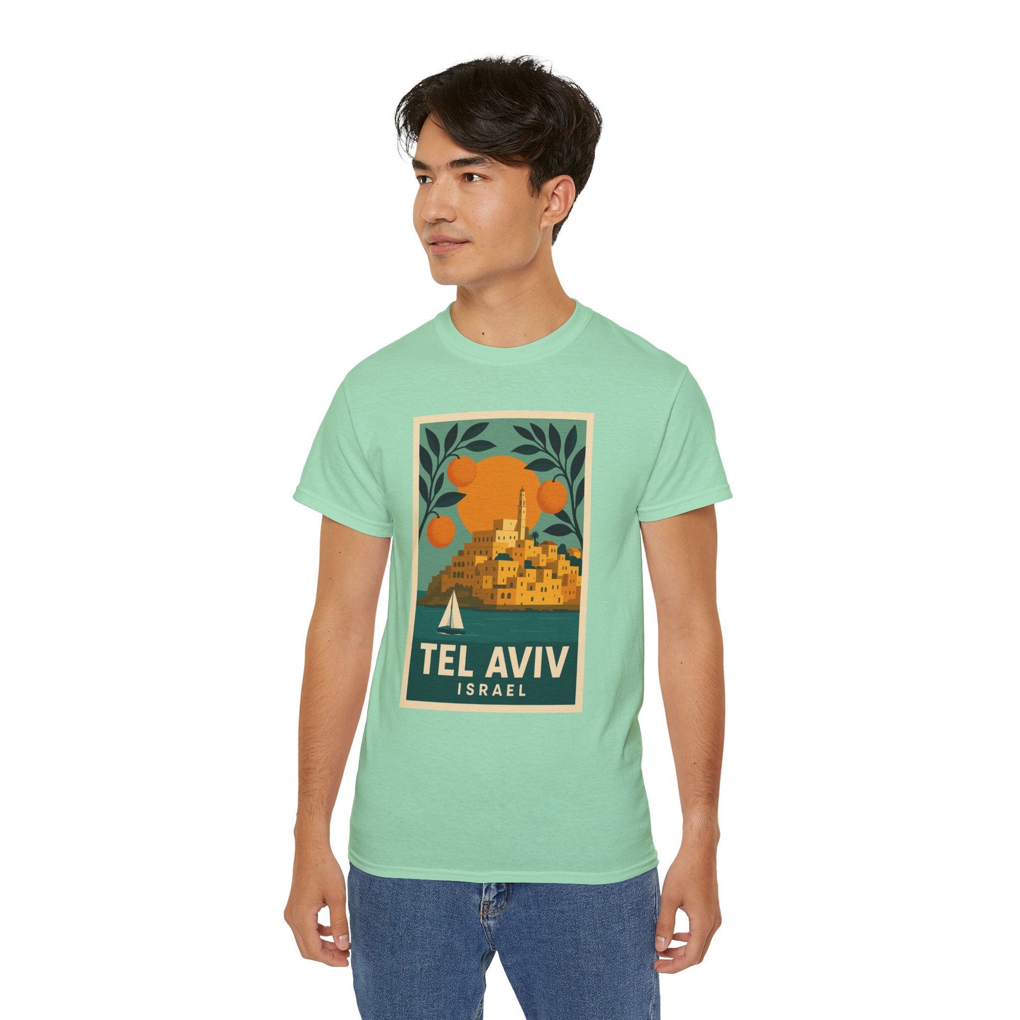 Tel Aviv Israel Vintage Travel Poster Unisex Graphic Unisex Ultra Cotton Tee
