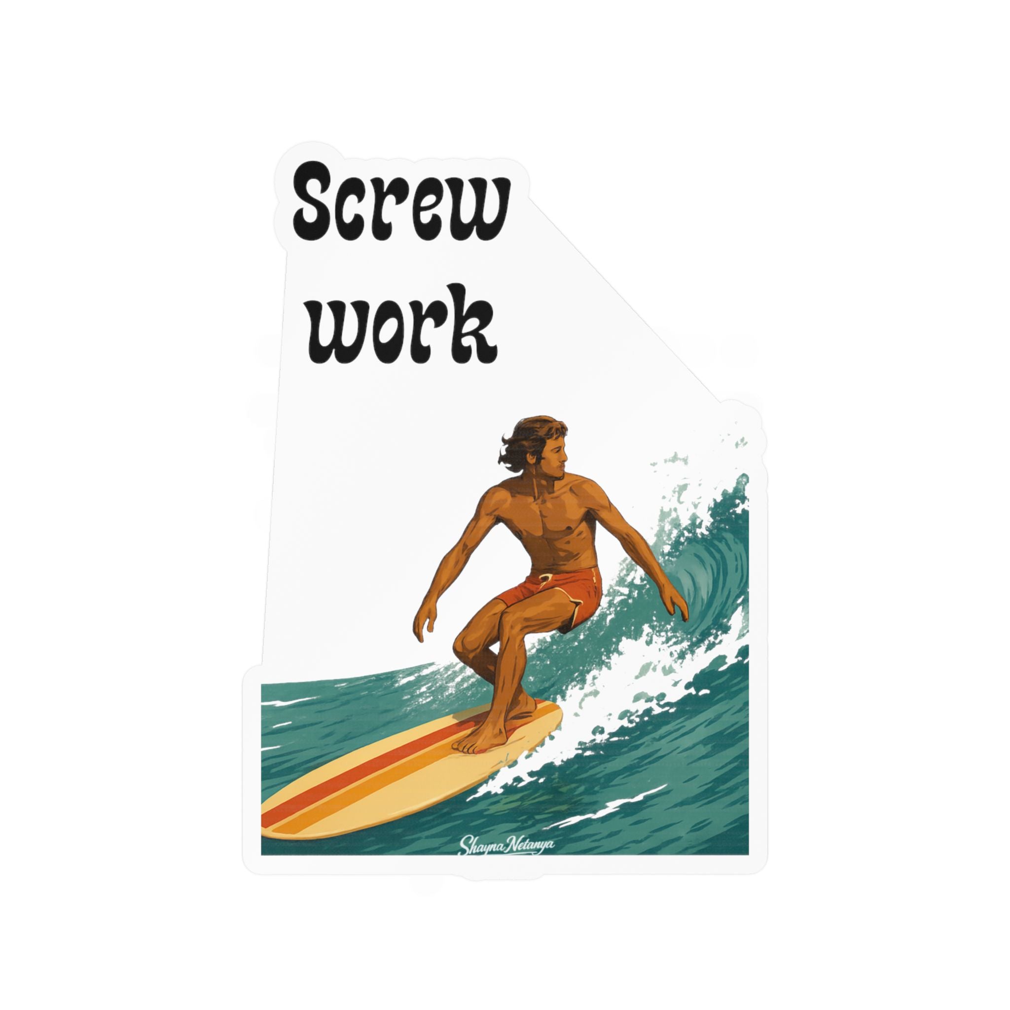 Screw Work Retro Surfer Kiss-Cut Vinyl Decals