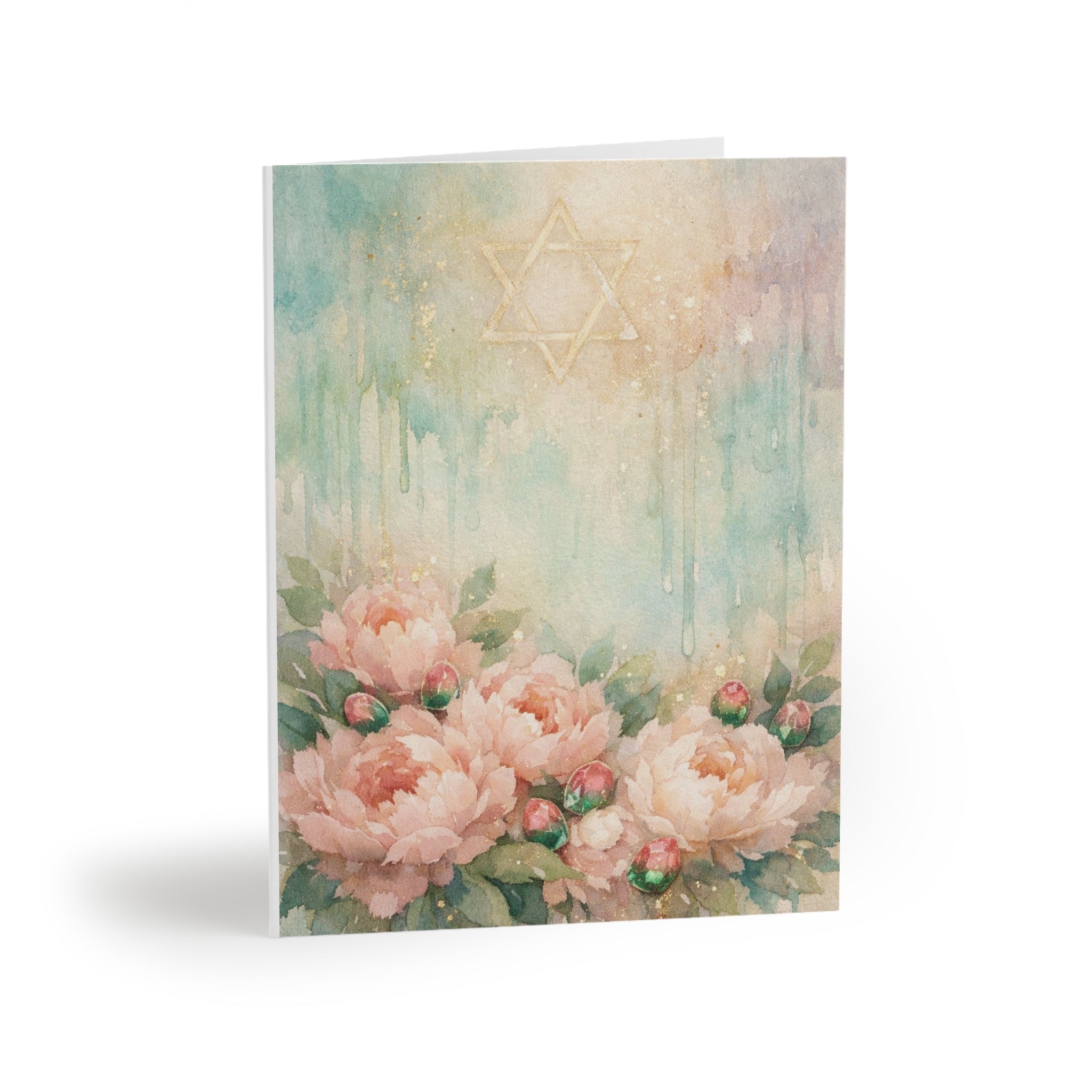 Watercolor Star of David Floral Greeting Cards (8, 16, and 24 pcs)